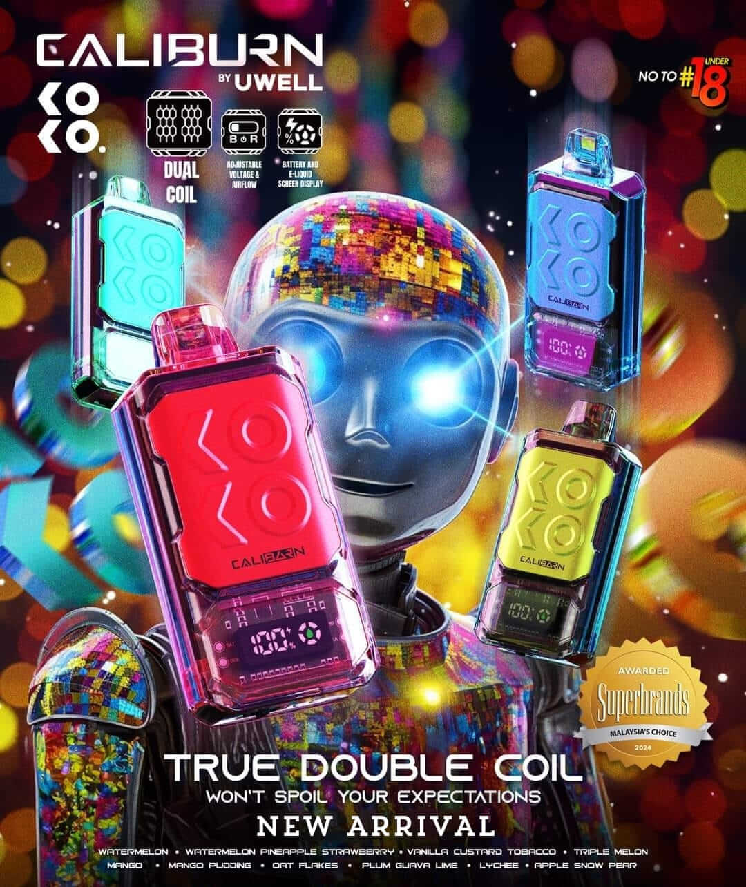  Analyzing image     uwell_caliburn_koko_bar_12000_puffs_poster_(SG VAPE COD)